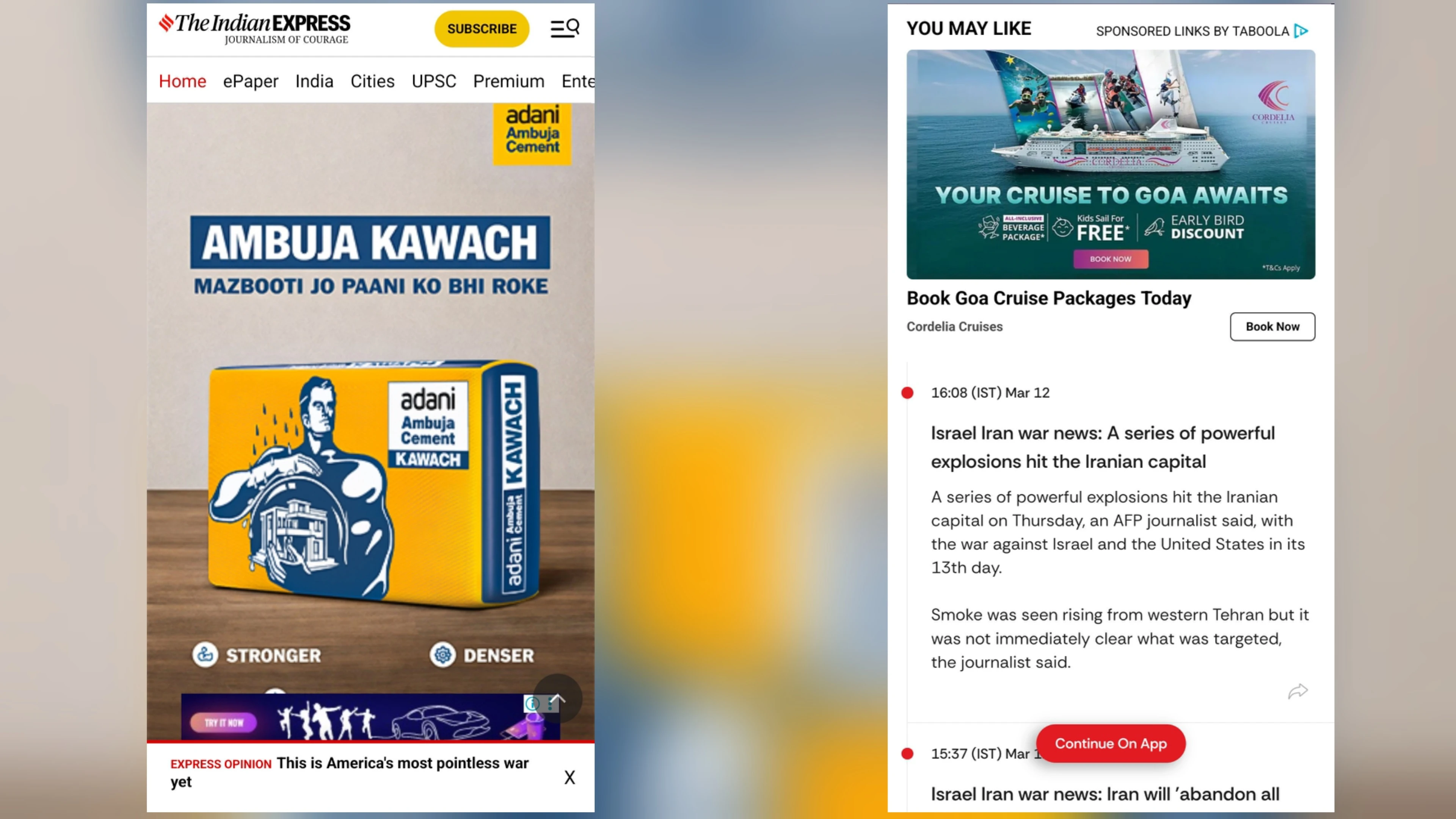 example of a website filled with full page ads