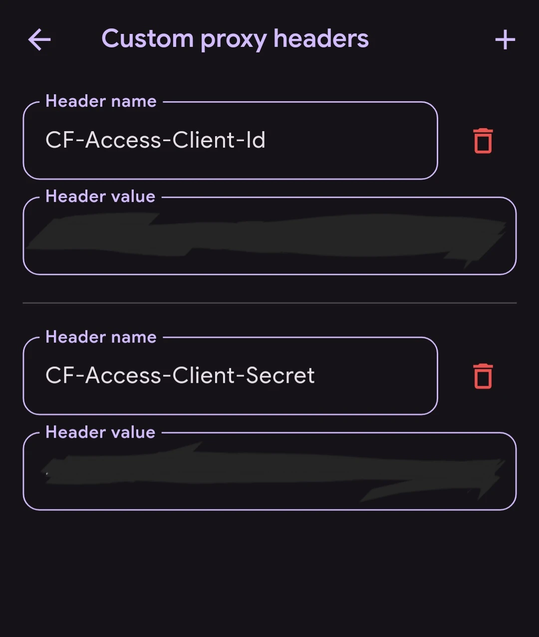 Immich app settings custom proxy headers
