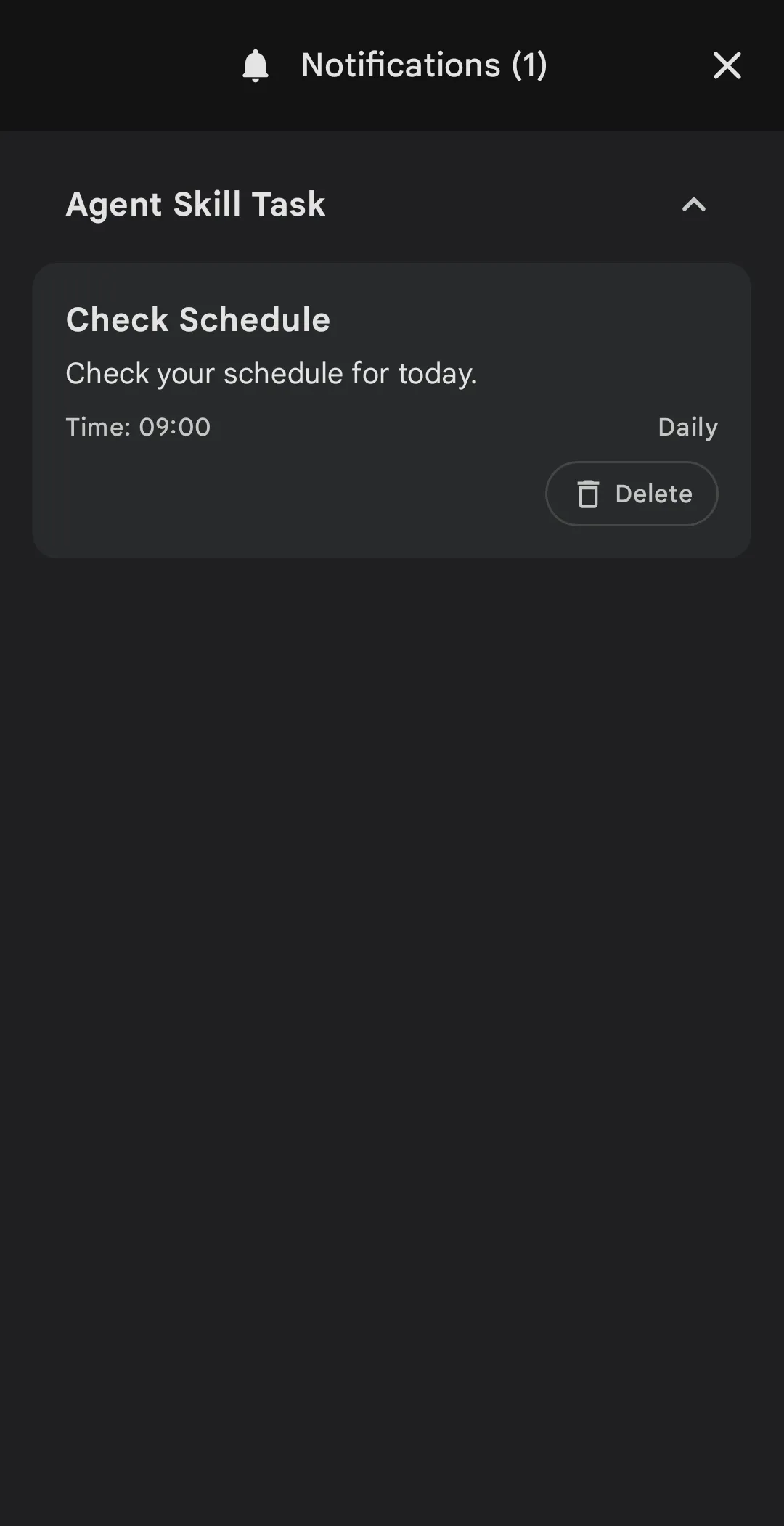 Notifications set screen