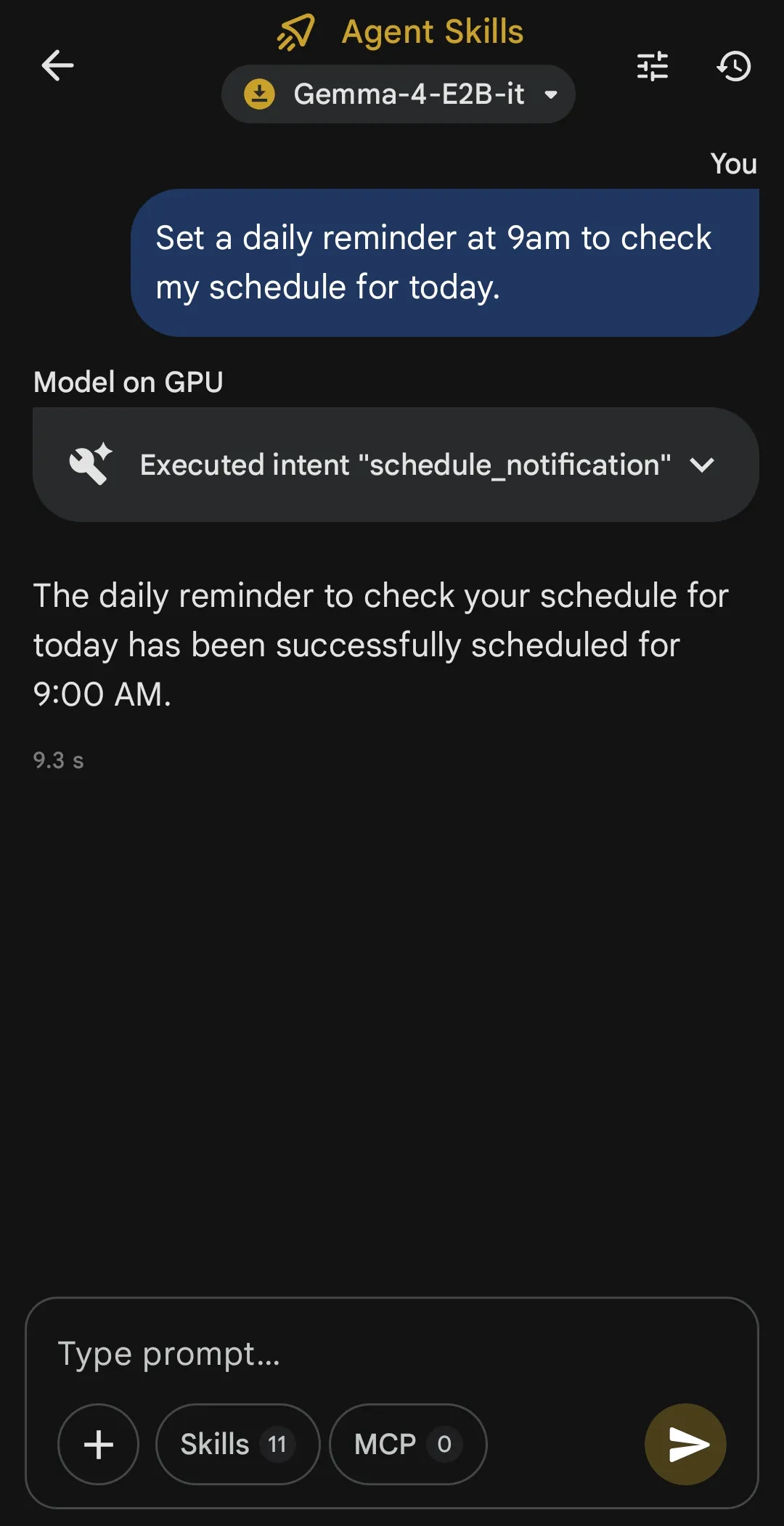 Automating on-device notifications: Scheduling a recurring calendar audit agent in Google AI Edge Gallery